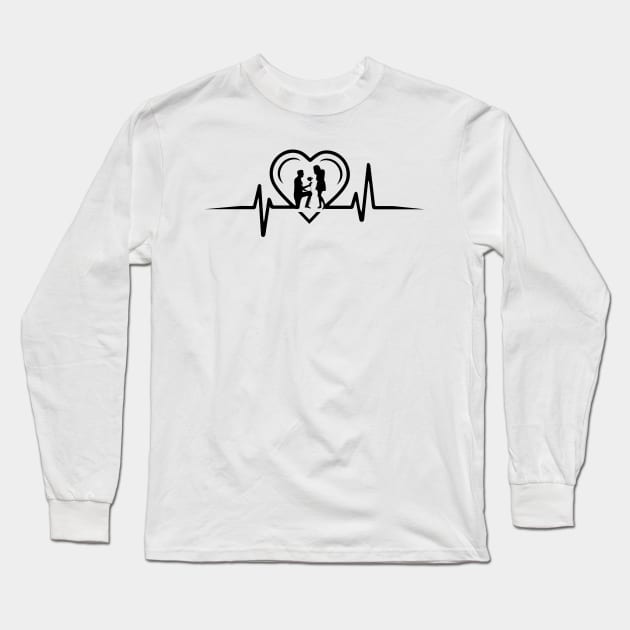 Propose Love Heartbeat Design Long Sleeve T-Shirt by Sanzida Design